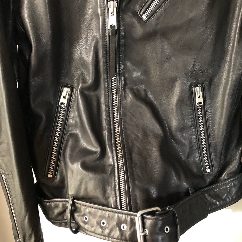 Allsaints mens Rigg leather biker jacket - Picture 13 of 15